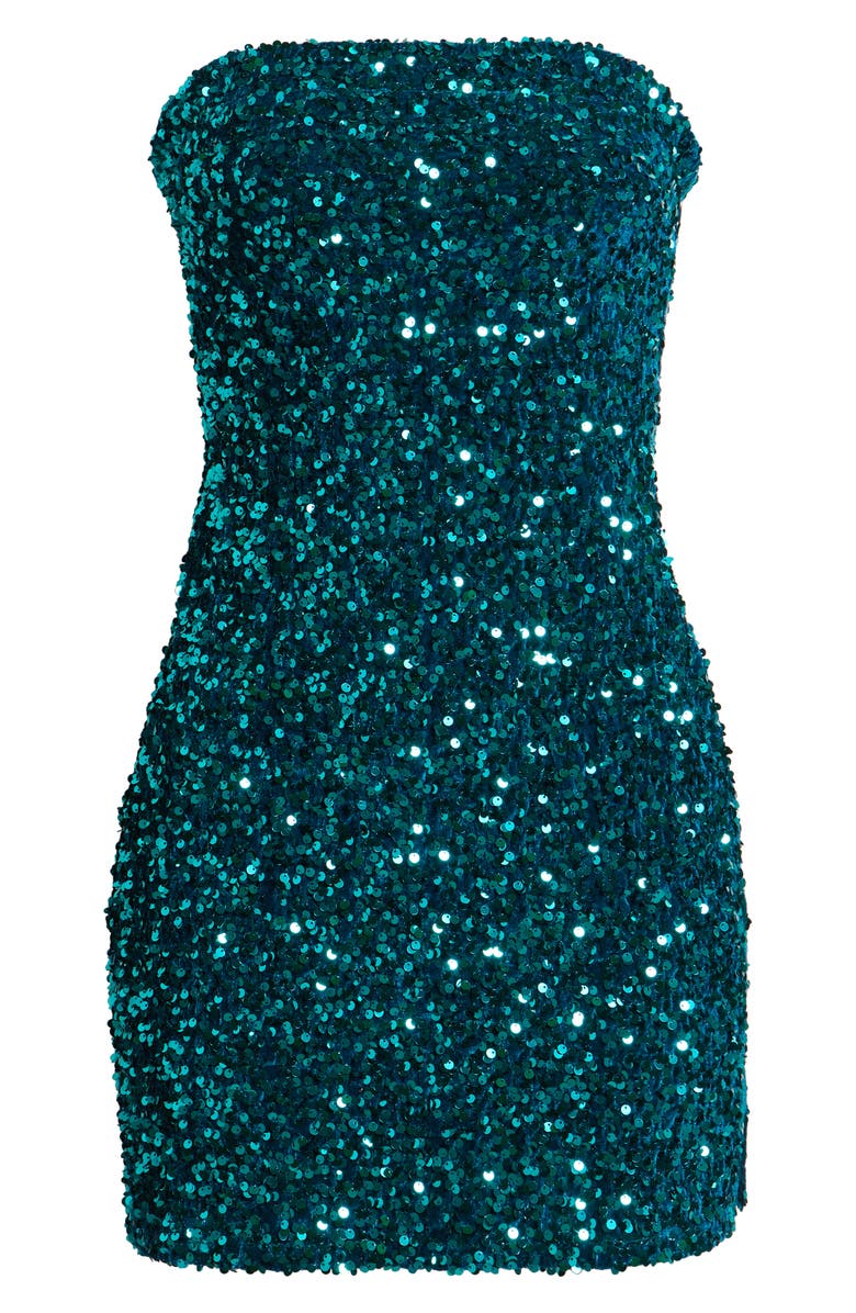 BP. Strapless Sequin Minidress, Alternate, color, Emerald