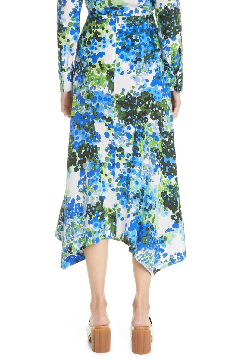 Stella McCartney Naya Floral Print Handkerchief Hem Silk Midi Skirt, Alternate, color, Multicolor Blue