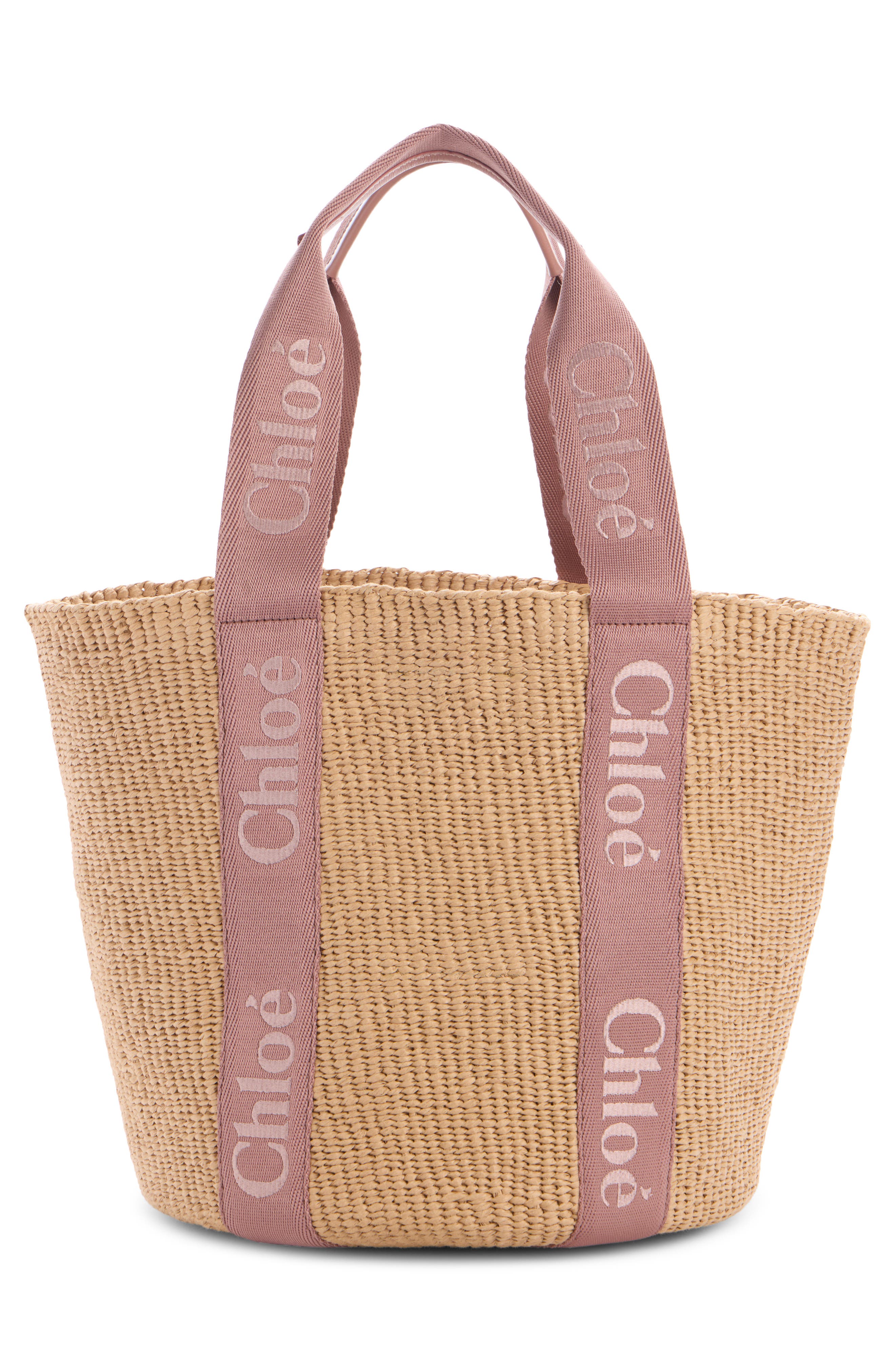 Large Woody Straw Basket Tote, Alternate, color, NOUGAT