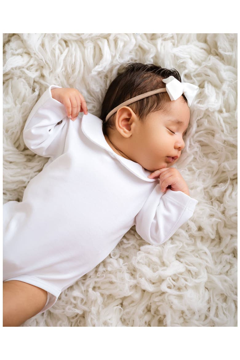 Round Collar Long Sleeve Bodysuit, Alternate, color, White