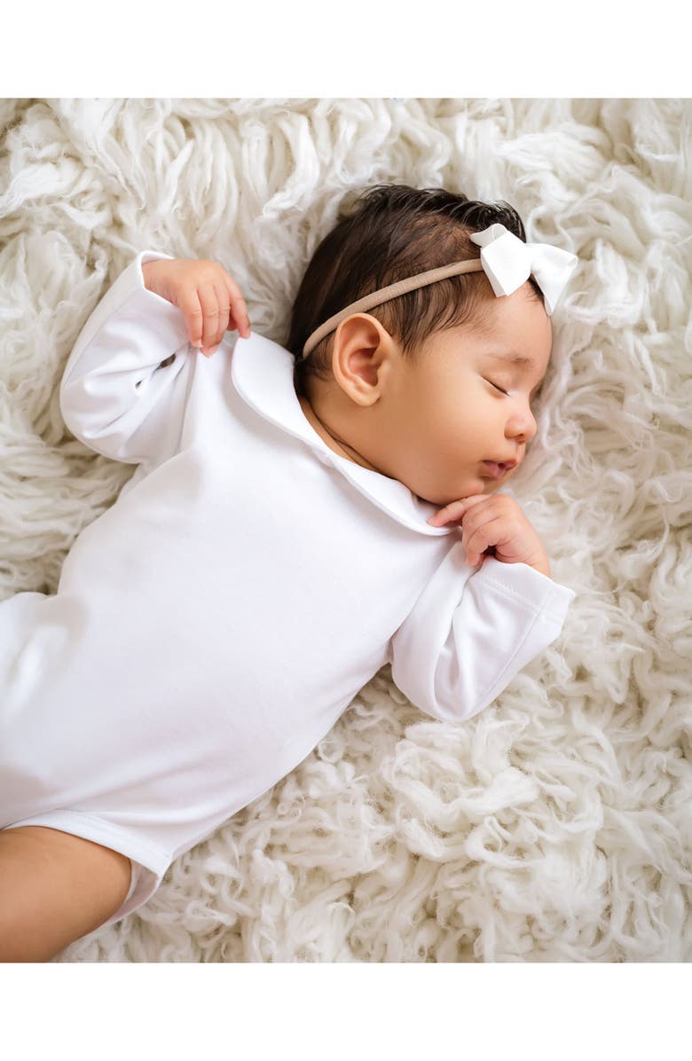 Cuclie Round Collar Long Sleeve Bodysuit, Alternate, color, White