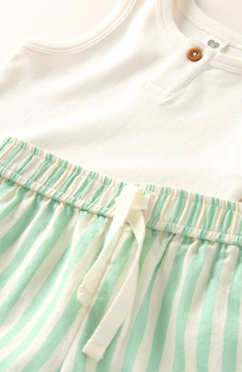 Nordstrom Tank Romper & Stripe Shorts Set, Alternate, color, Green Benny Stripe Ivory