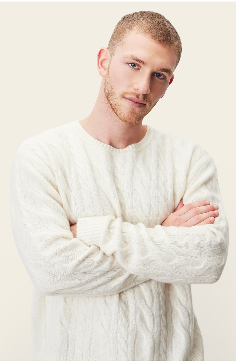 Italic Luke Cashmere Cable Knit Sweater, Main, color, Cream