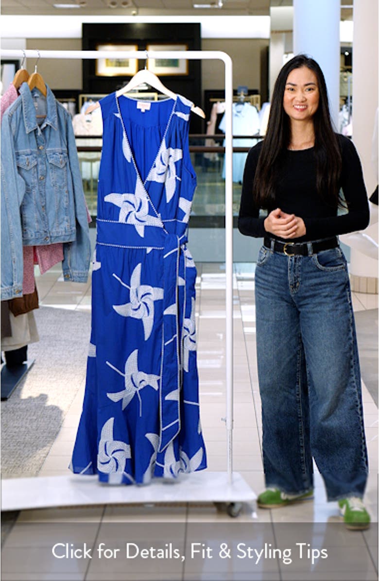 Kaiden Embroidered Tie Belt Maxi Wrap Sundress, sales video thumbnail