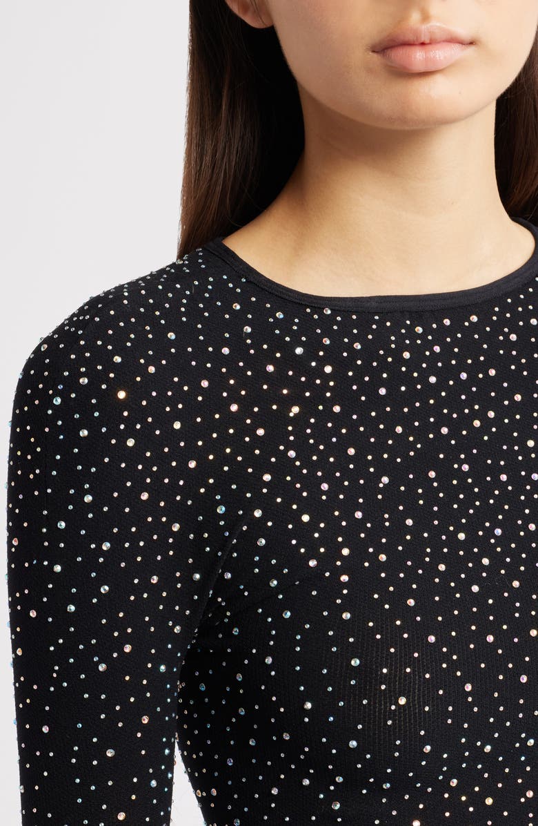 Free People Night Sky Studded Rib Top, Alternate, color, Black