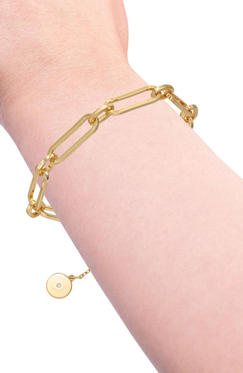 Vince Camuto Paperclip Chain Bracelet & Cubic Zirconia Stud Earrings Gift Set, Alternate, color, Gold