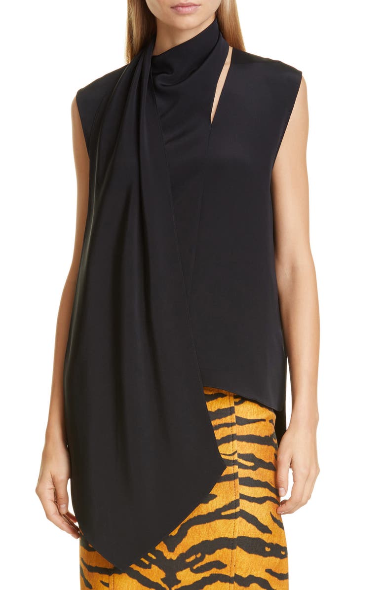 Adam Lippes Scarf Neck Crepe Blouse, Main, color, 