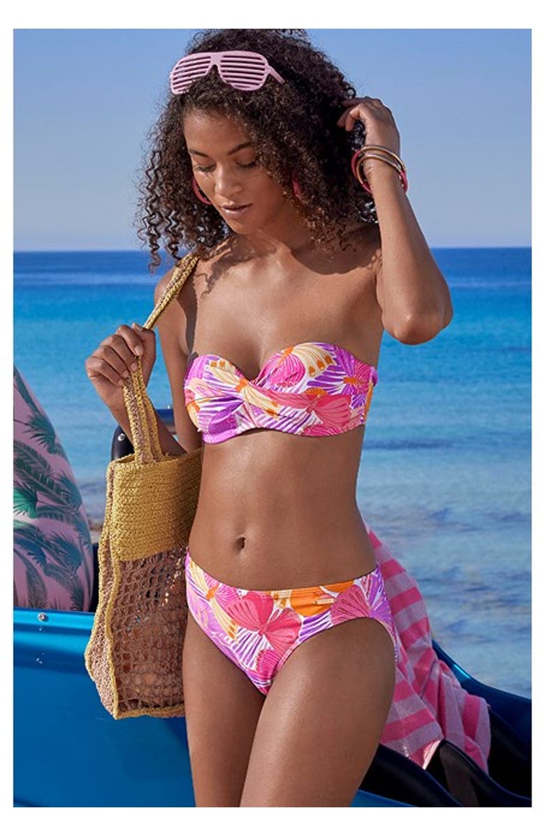 LASCANA Butterfly Print Classic Bikini Bottom, Alternate, color, Purple Multi