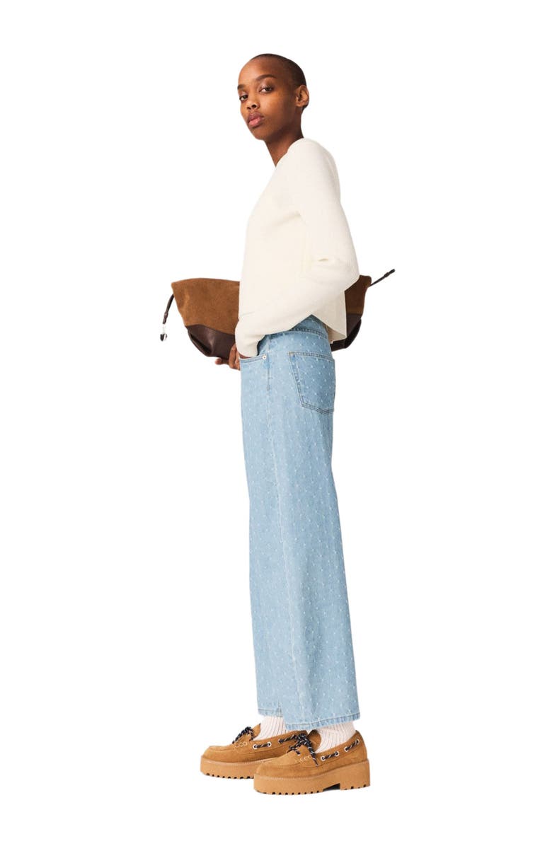 maje Jewel-button back sweater, Alternate, color, Ecru