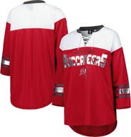 G-III 4HER BY CARL BANKS Women's G-III 4Her by Carl Banks Red/White Tampa Bay Buccaneers Double Team 3/4-Sleeve Lace-Up T-Shirt