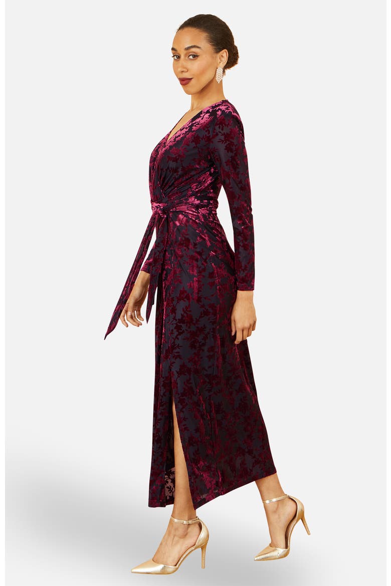 Velour Stretch Midi Dress, Alternate, color, Burgundy