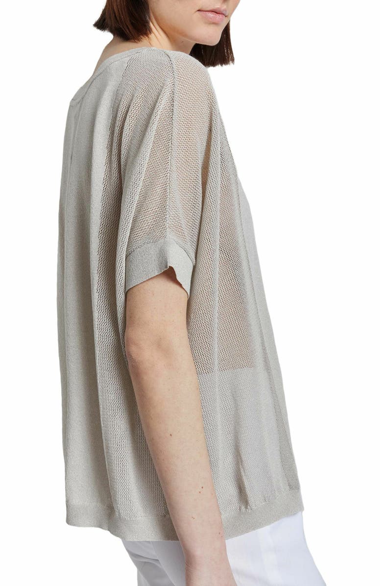 Santorelli Levi Short Sleeve Mesh Knit with Lurex, Alternate, color, Beige