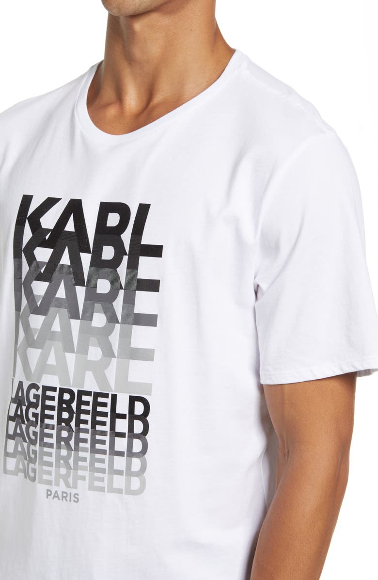KARL LAGERFELD PARIS Flocked Stacked Logo Cotton Tee, Alternate, color, 