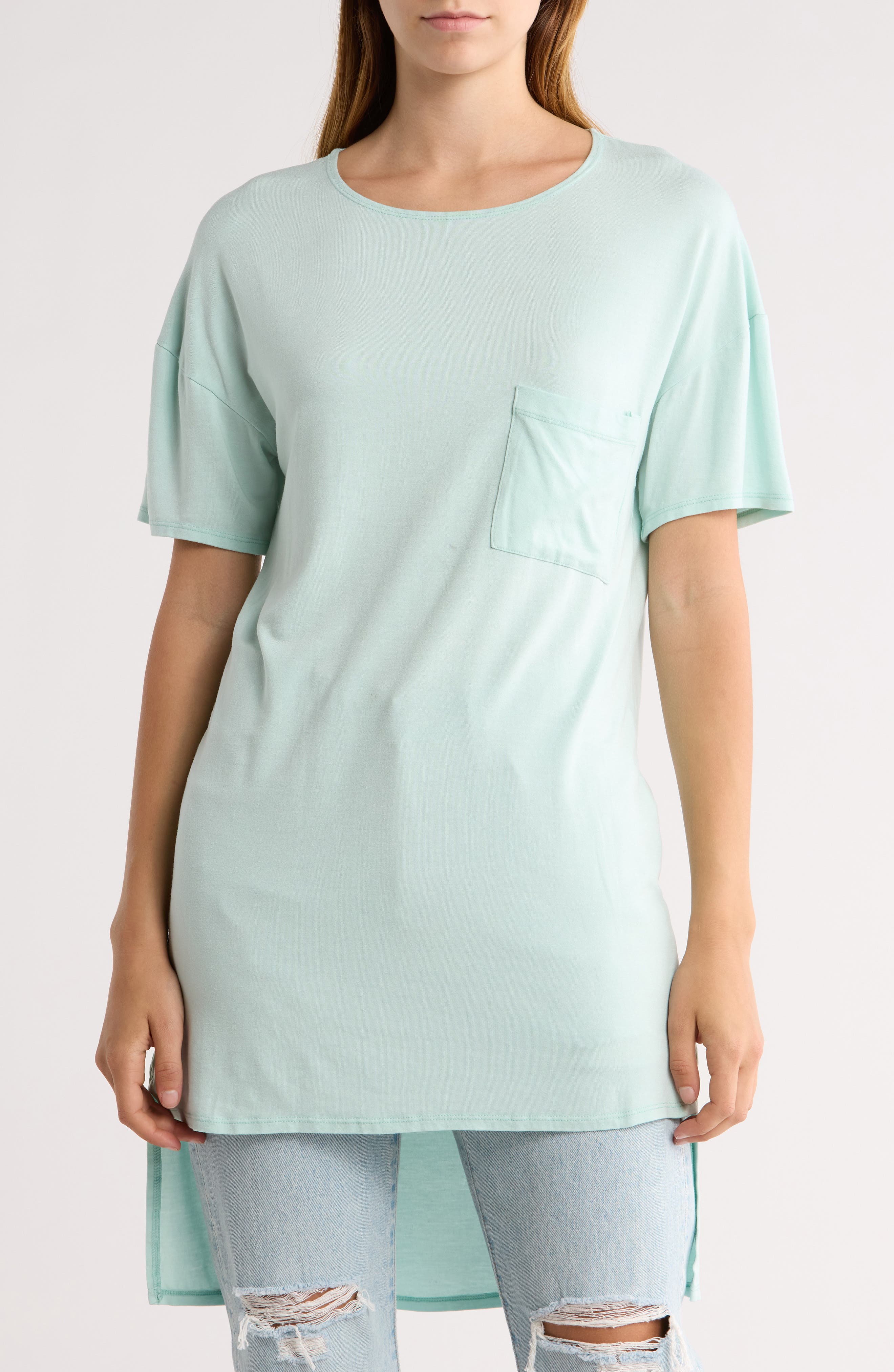 Short Sleeve High-Low Tunic Top - image 5