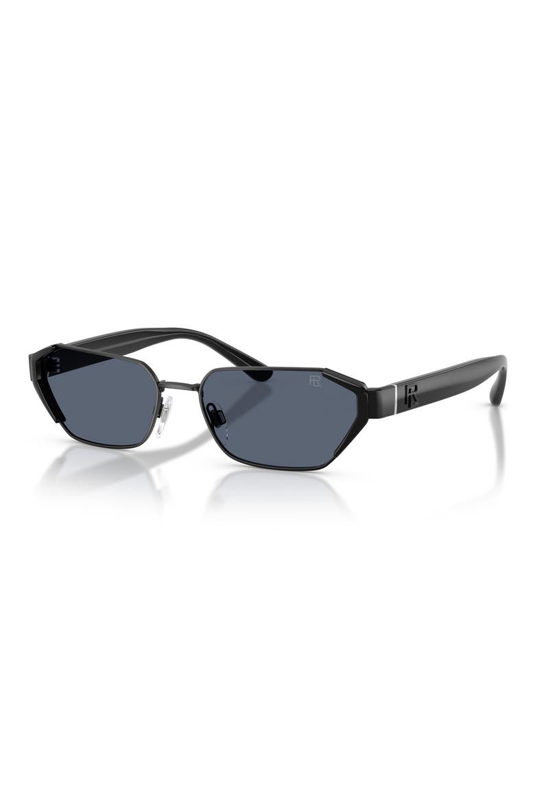 56mm Irregular Sunglasses, Alternate, color, SEMI SHINY BLACK / GREY