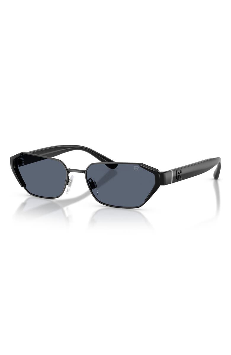 Ralph Lauren 56mm Irregular Sunglasses, Alternate, color, Semi Shiny Black / Grey