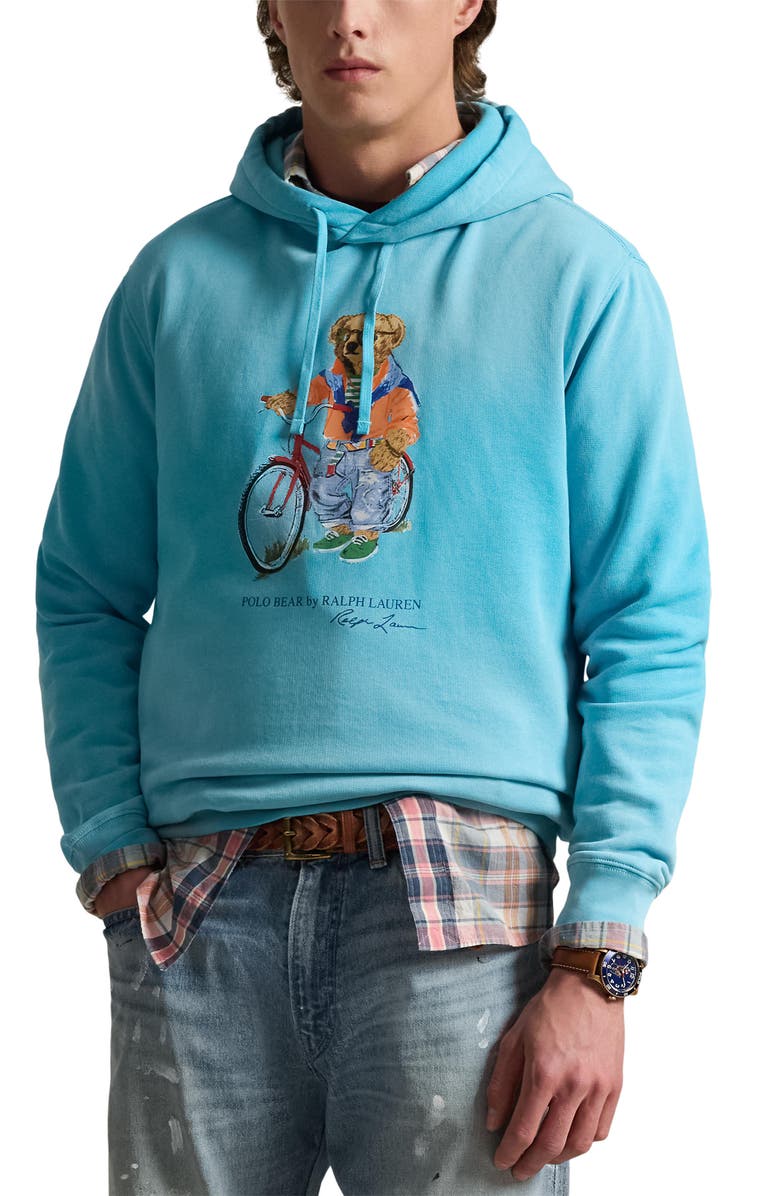 Polo Ralph Lauren Polo Bear Graphic Hoodie, Main, color, Perfect Turquoise- Summer Bear