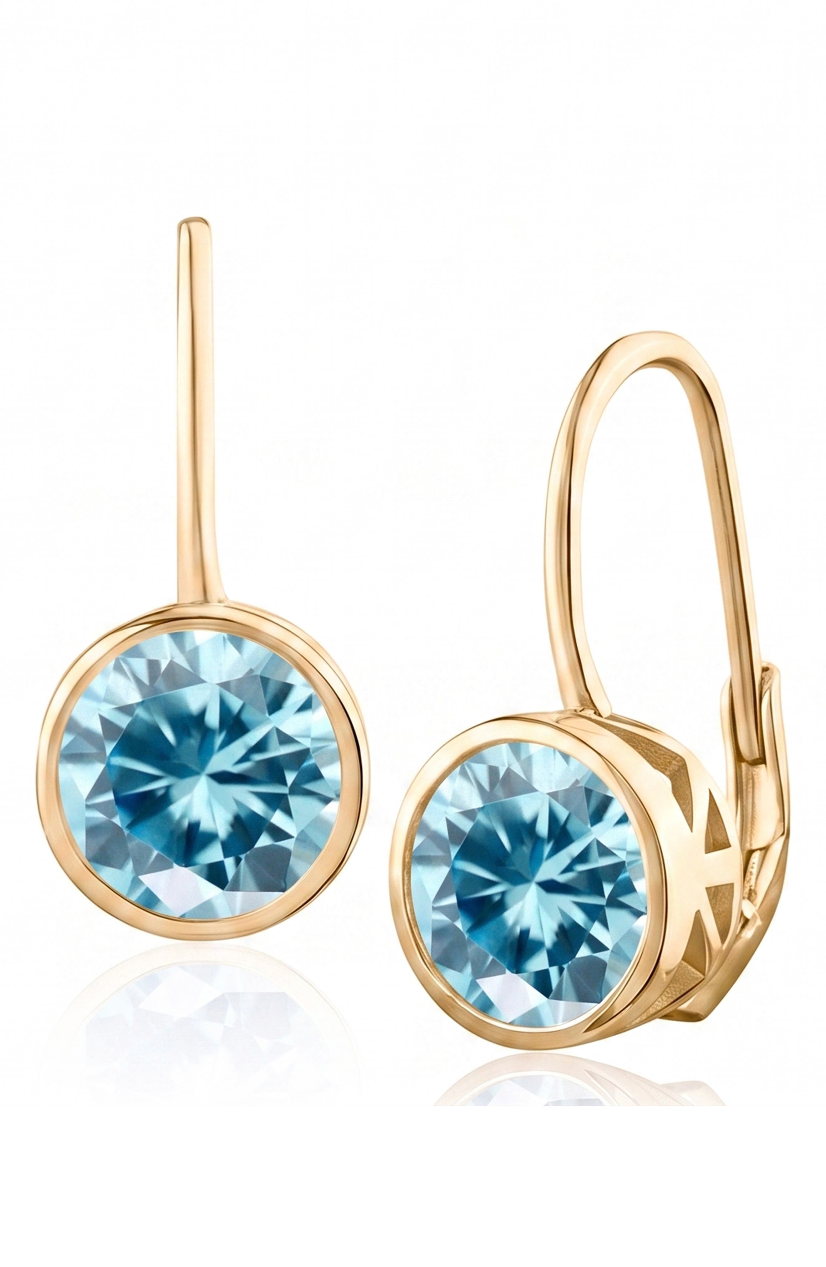 Round Bezel Cubic Zirconia Drop Earrings