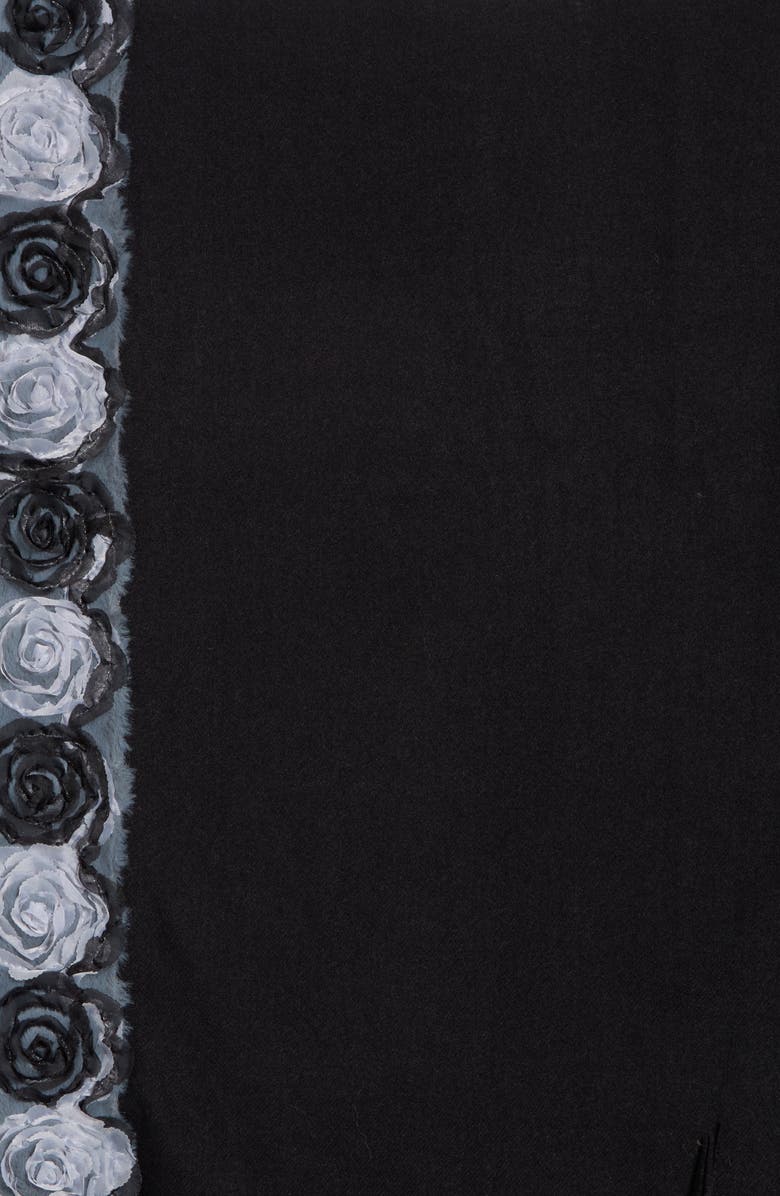 La Fiorentina Rosette Trim Wrap, Alternate, color, Black/ Grey