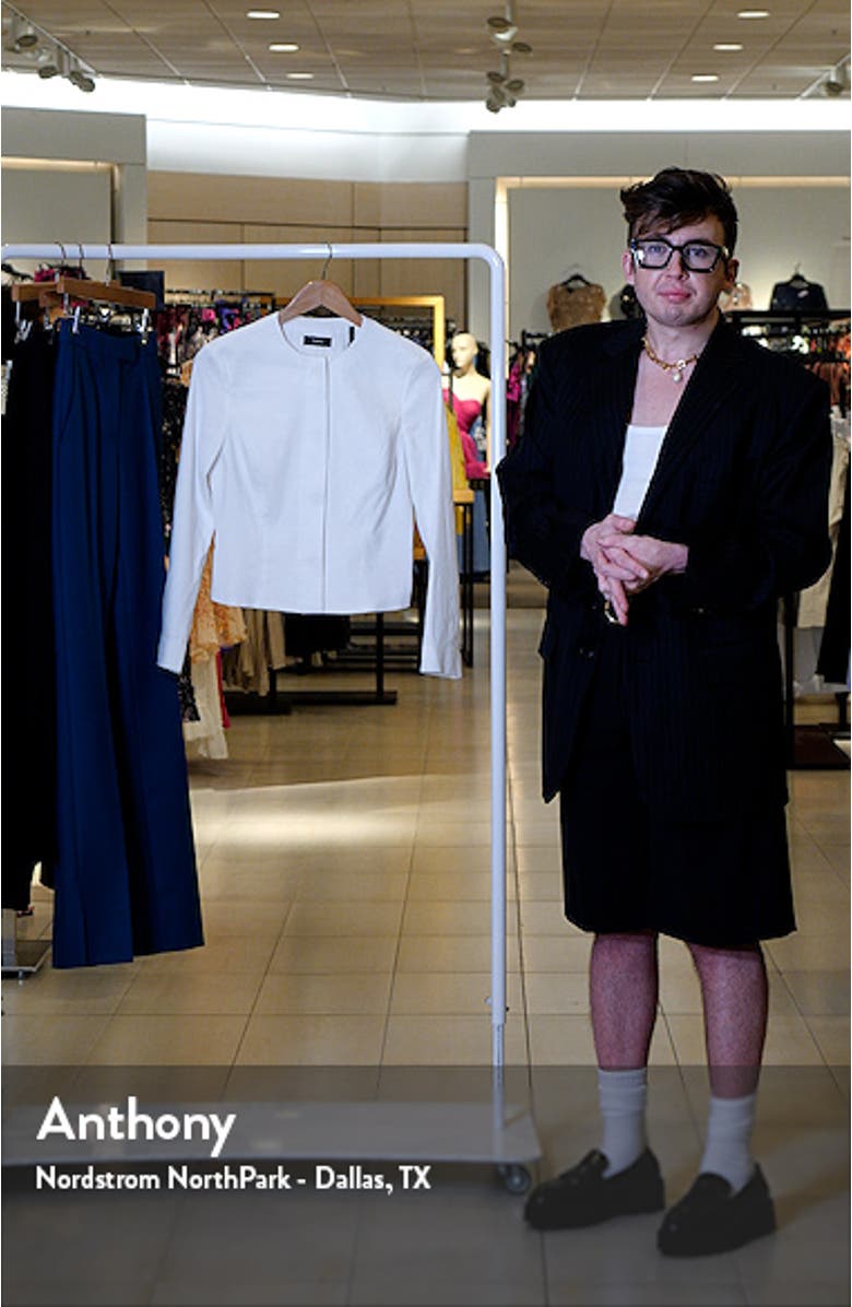 Good Peplum Back Linen Blend Crop Jacket, sales video thumbnail