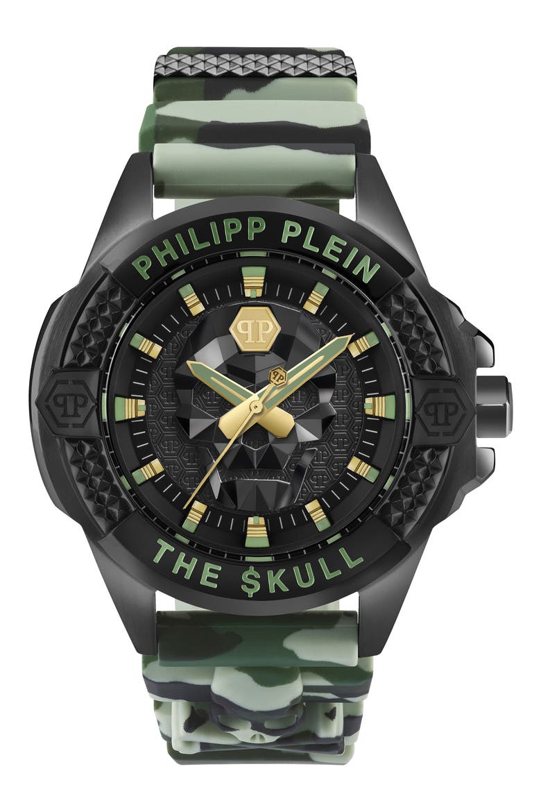 The $kull Silicone Strap Watch, 44mm, Main, color, IP GUNMETAL
