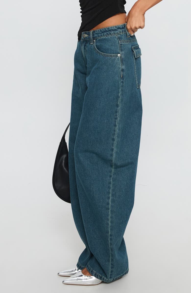 Princess Polly Juda Mid Rise Barrel Leg Jeans, Alternate, color, 