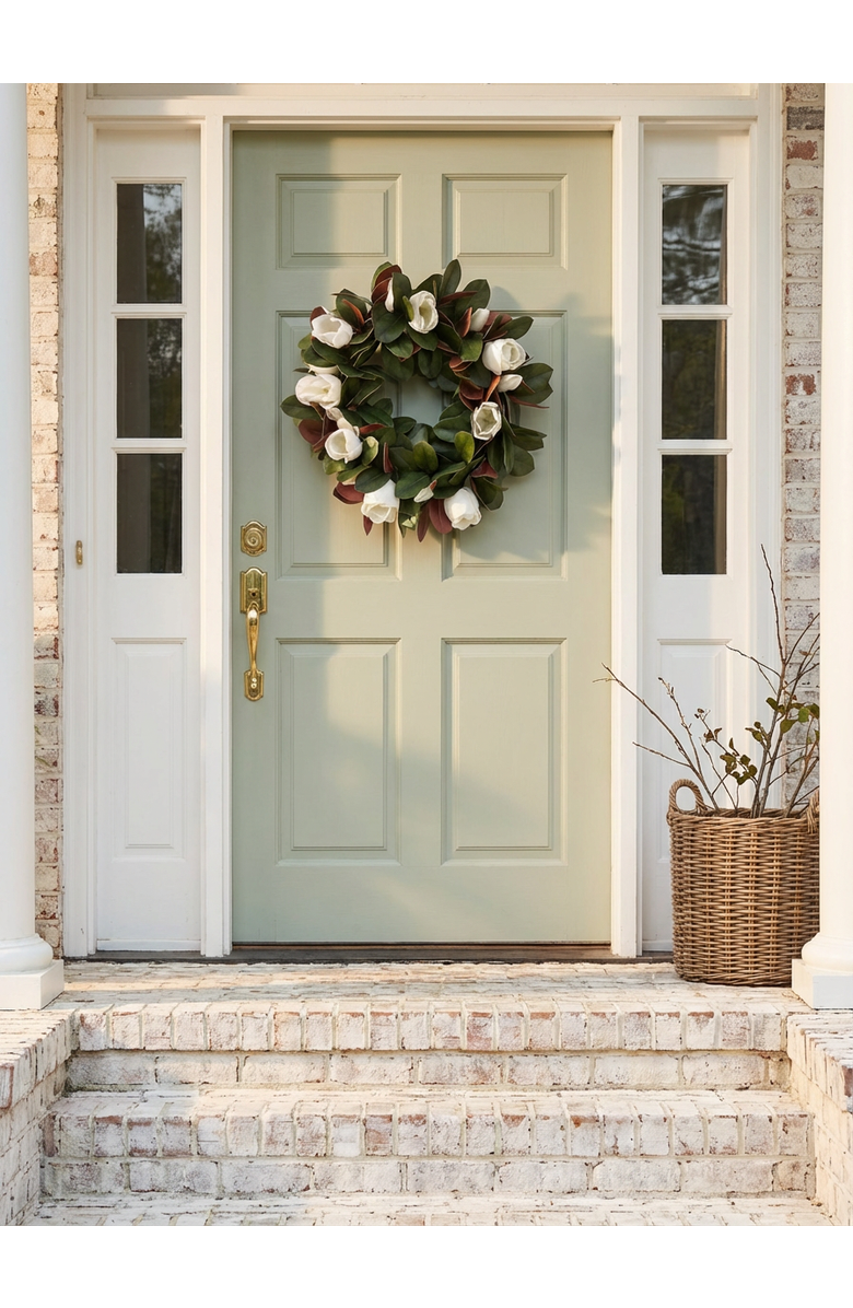 CocoBella Windsor Magnolia Wreath, Alternate, color, Green