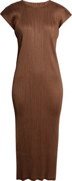 Pleats Please Issey Miyake Swing Solid Pleated Midi Dress