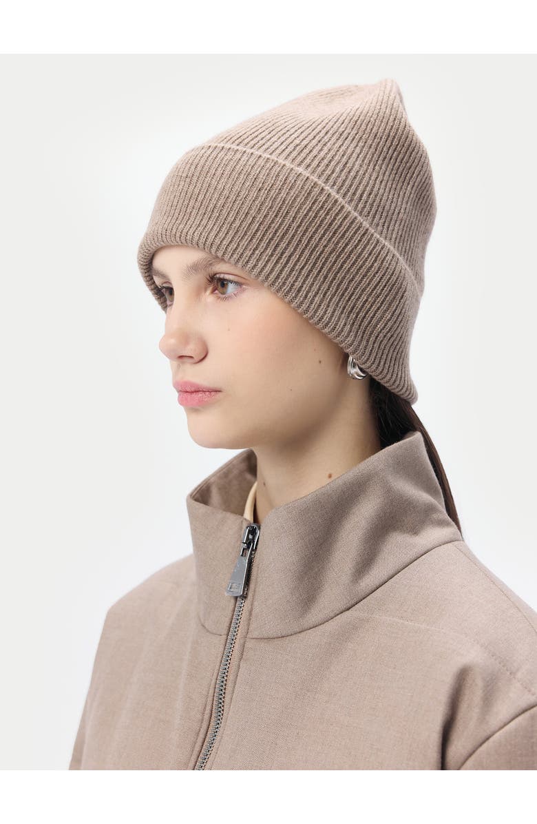 GOBI Mongolian Cashmere Cashmere Rib Knit Beanie, Alternate, color, Taupe
