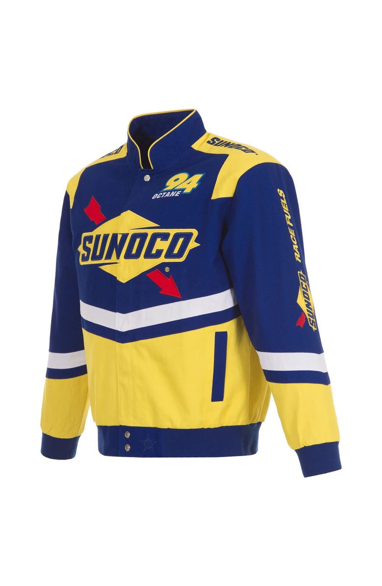 JH DESIGN Men's JH Design  Royal/Yellow NASCAR Sunoco Full-Snap Twill Uniform Jacket, Alternate, color, Royal