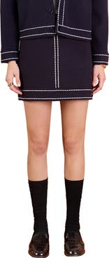 English Factory Denim Look Knit Miniskirt