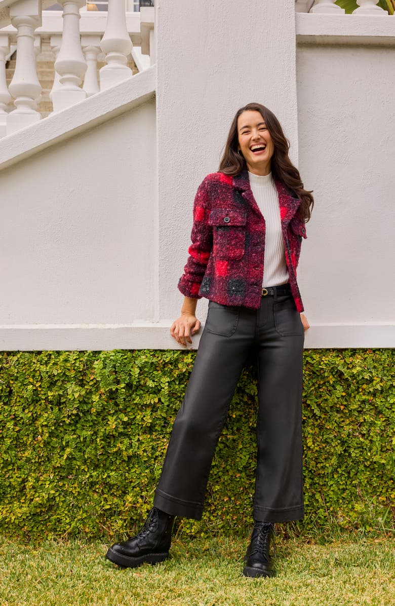 Liverpool Los Angeles Boxy Check Button Front Shacket, Alternate, color, 