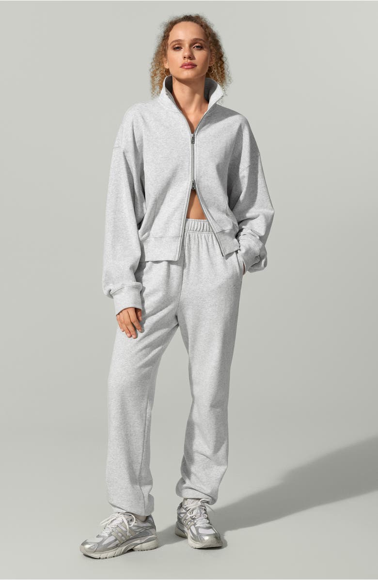 Lilysilk SILKERRY Oversized Heirloom '89 Zip Stand Collar Jacket, Alternate, color, Heather-Grey