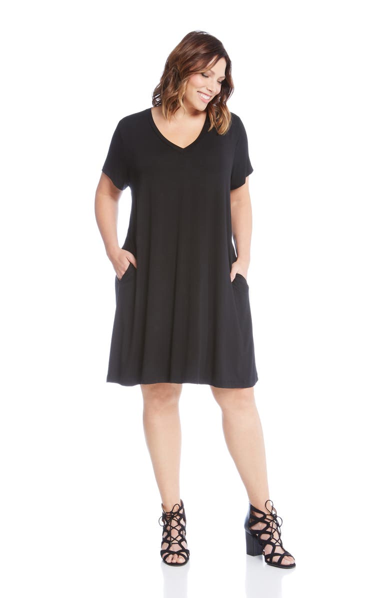 Karen Kane Quinn Pocket Shift Dress, Alternate, color, Black