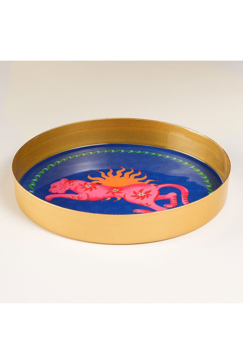 Animal Metal Decorative Tray 2 Pcs Set, Alternate, color, Blue-Pink