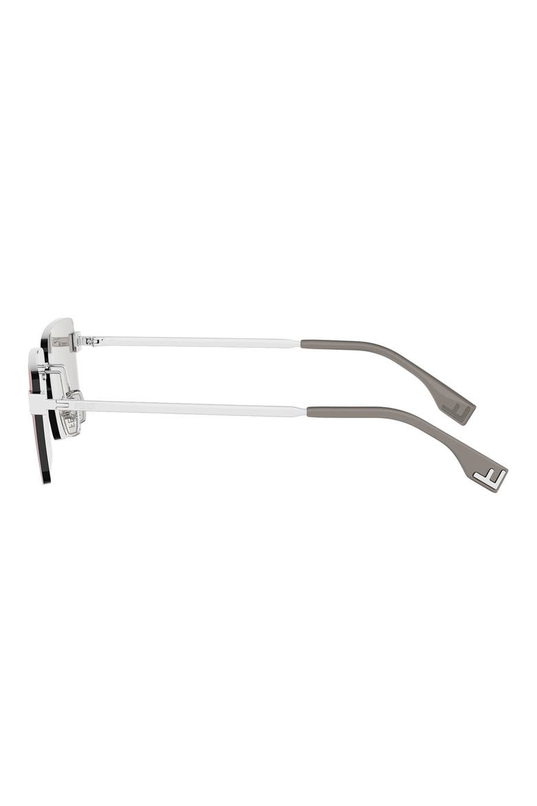 Sky Rimless Rectangular Sunglasses, Alternate, color, SHINY PALLADIUM / BROWN MIRROR