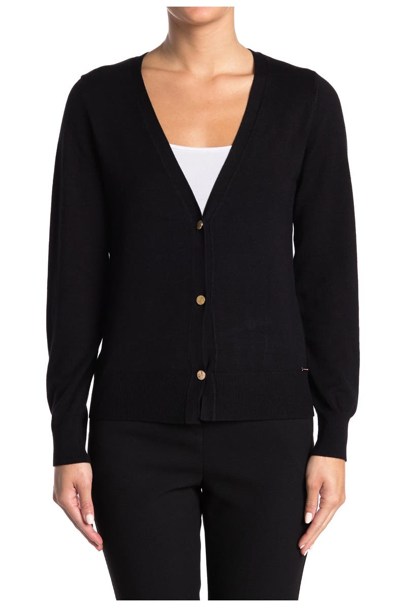 T Tahari Long Sleeve V-Neck Cardigan, Alternate, color, 