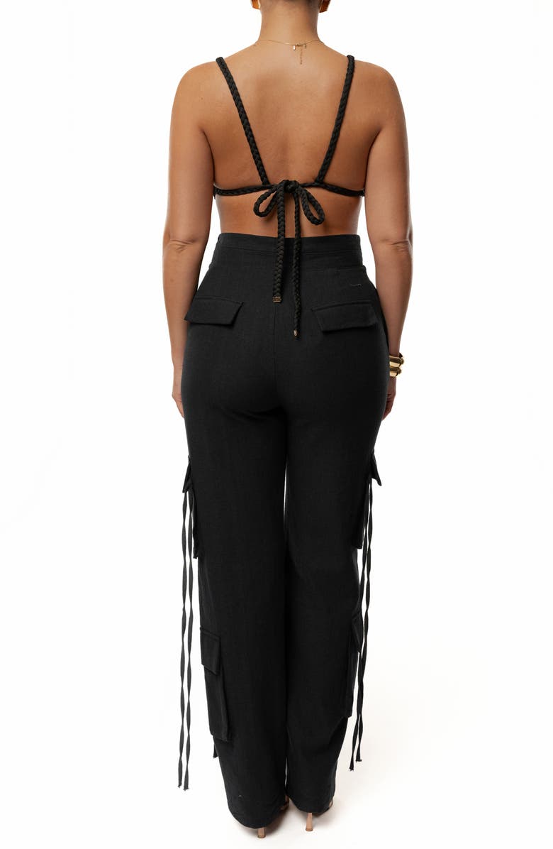 JLUXLABEL Sofia Braided Crop Top, Alternate, color, Black