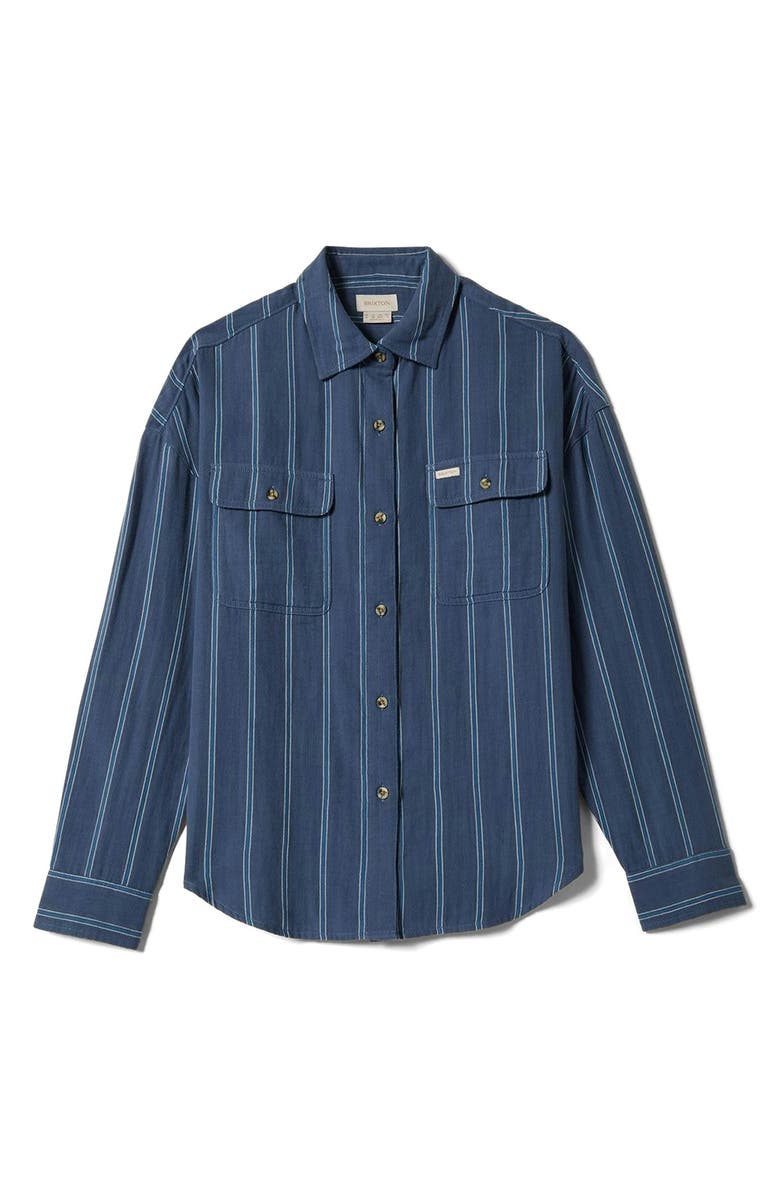 Brixton Wandering Stripe Cotton Overshirt, Alternate, color,