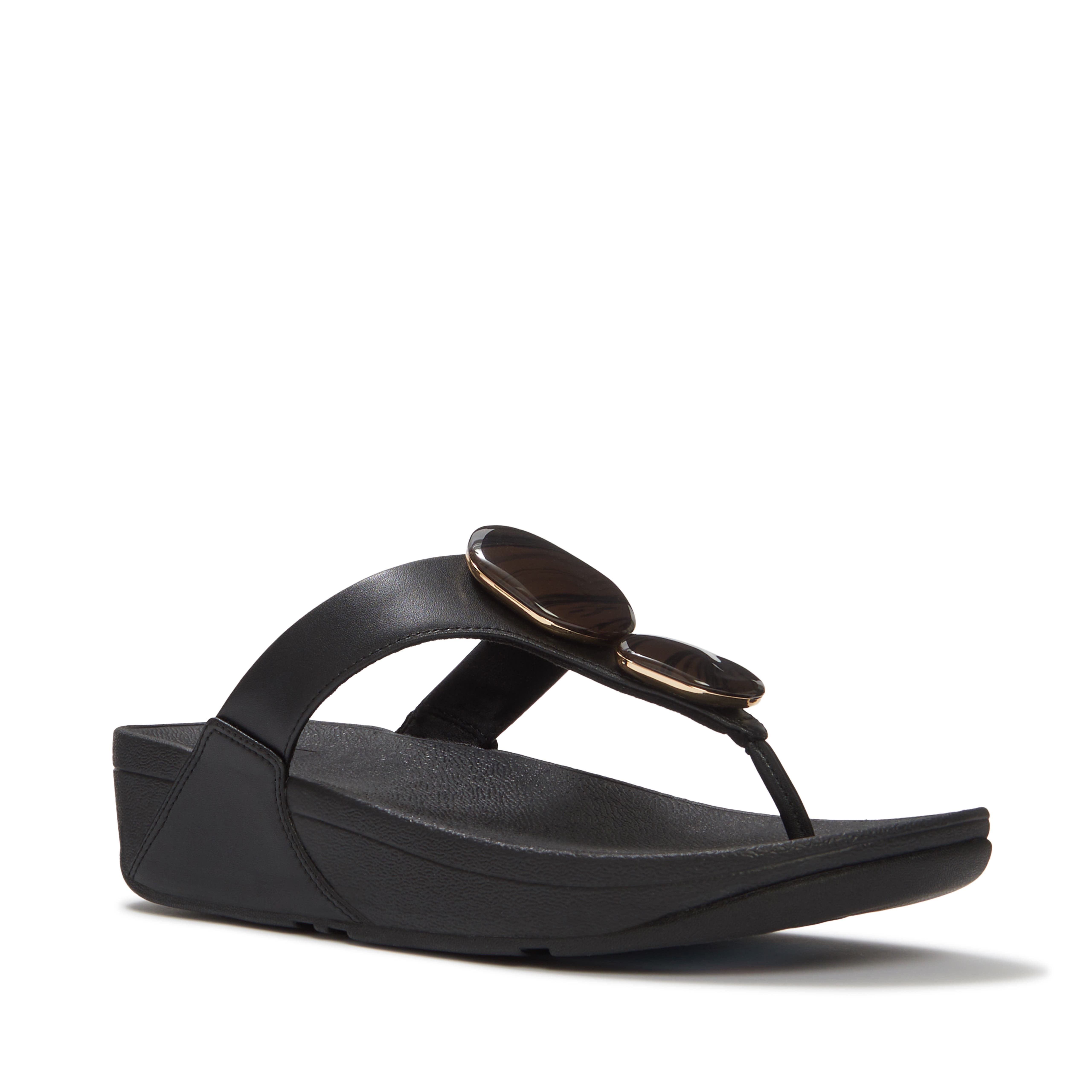 FitFlop Lulu Marbled Stone Toe Post Sandals, Main, color, Black