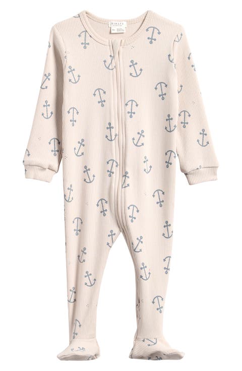 Anchors Rib Stretch Cotton Footie (Baby)