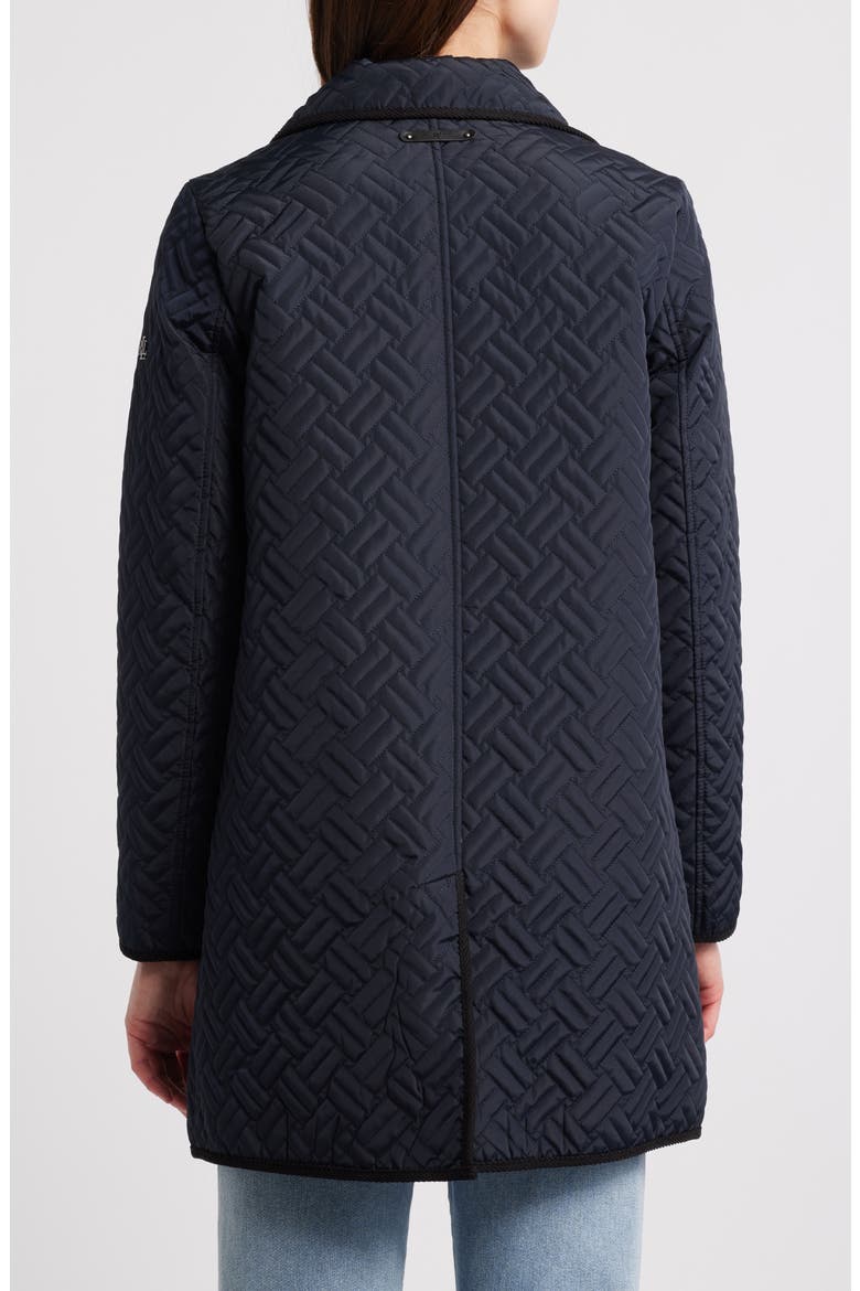 Hooded Basketweave Quilted Coat, Alternate, color, DARK NAVY