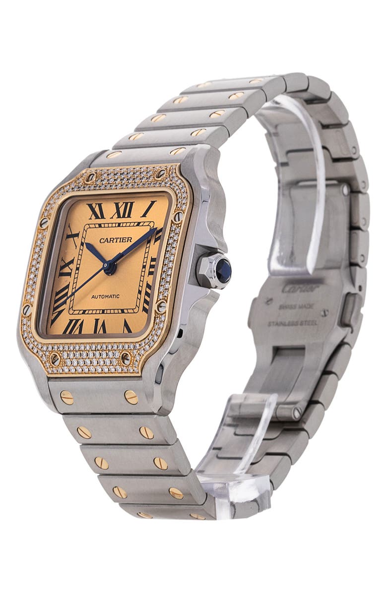 Watchfinder & Co. Cartier Preowned 2023 Santos De Cartier Diamond Bezel Bracelet Watch, 35.1mm, Alternate, color, 