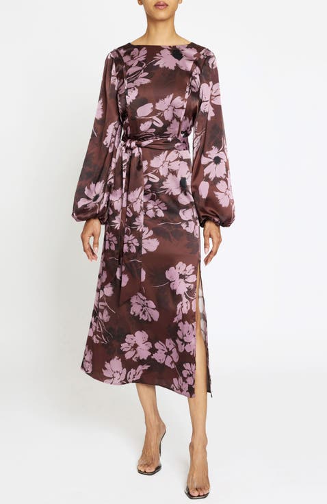 Parker Fit and Flare Midi Dress in Floral Twill Crepe