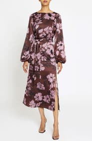 Santorelli Parker Fit and Flare Midi Dress in Floral Twill Crepe