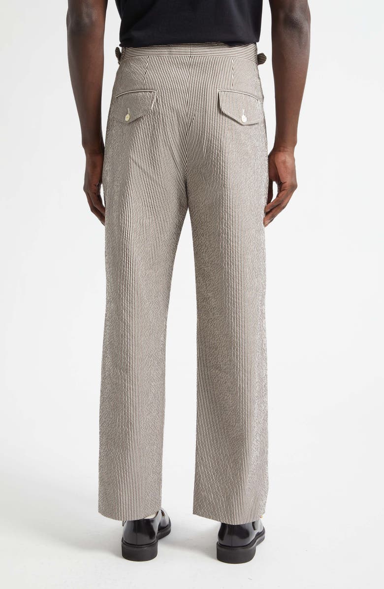 Bode Café Stripe Seersucker Trousers, Alternate, color, Brown White