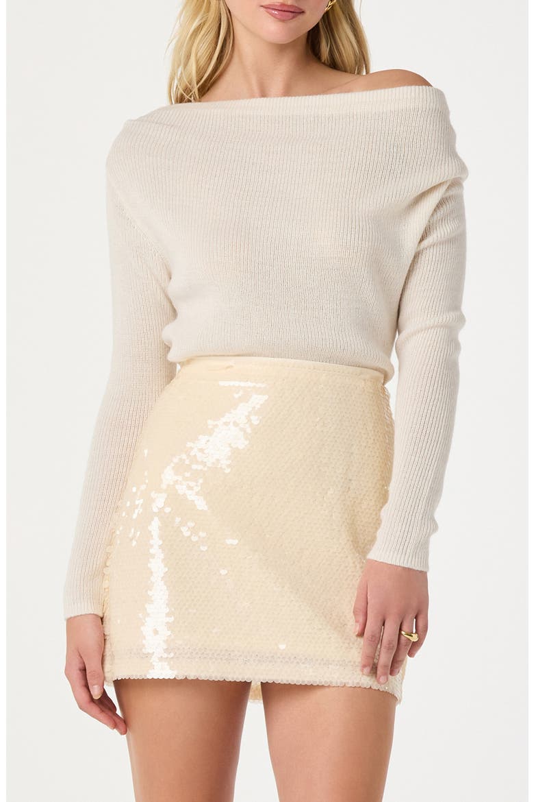 One-Shoulder Rib Sweater, Main, color, CREAM