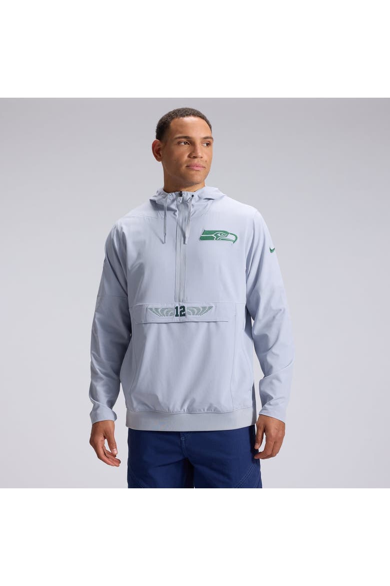 Men's Nike  Gray Seattle Seahawks Rivalries Collection Sideline Anorak Half-Zip Jacket, Main, color, Gray