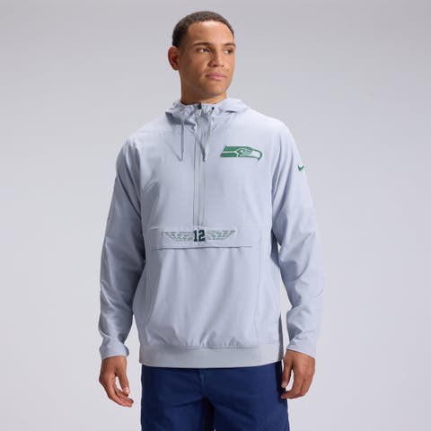 Men's Nike Gray Seattle Seahawks Rivalries Collection Sideline Anorak Half-Zip Jacket