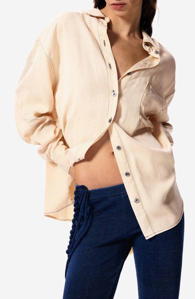 Desigual Tie Hem Detail Stretch Cotton Knit Pants, Alternate, color, Navy Blue